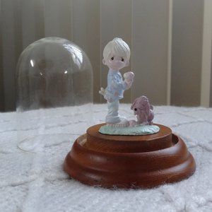 PRECIOUS MOMENTS ~ BOY with DOG ~ PRAISE the LORD ANYHOW ~Enesco Pewter ~VINTAGE